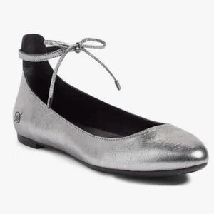 Born Metallic Silver Ankle-Tie Flats NWT